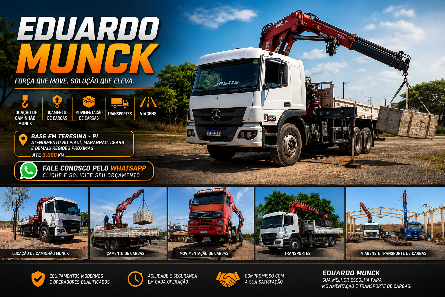 Eduardo Munck - caminhão Munck em operação